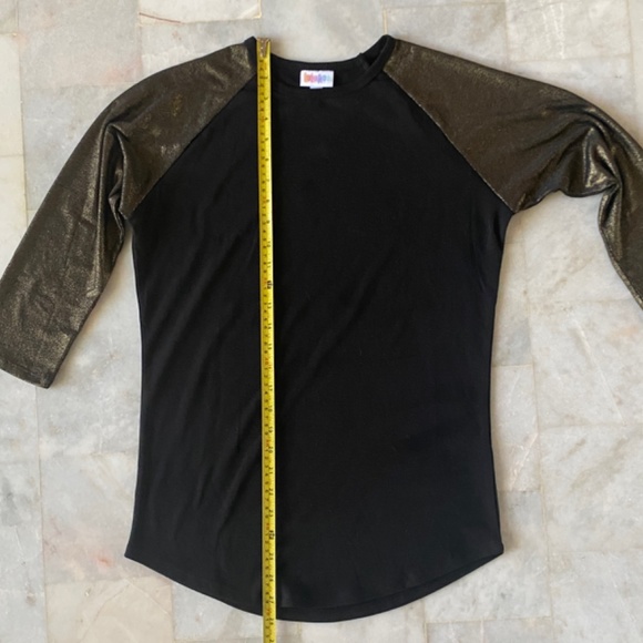 Metallic Lularoe Randy Baseball Tee Elegant Collection Gold & Black Ladies Small - Picture 5 of 8